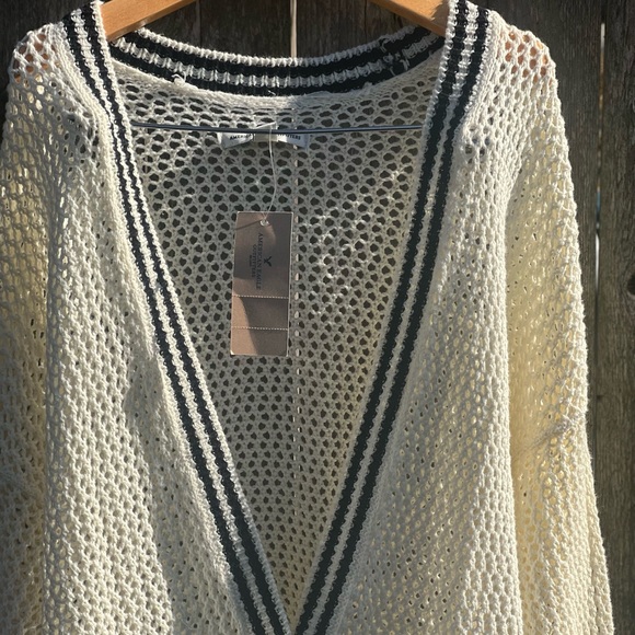 American Eagle Outfitters Cardigan Mesh Varsity Button sweater - Picture 5 of 8